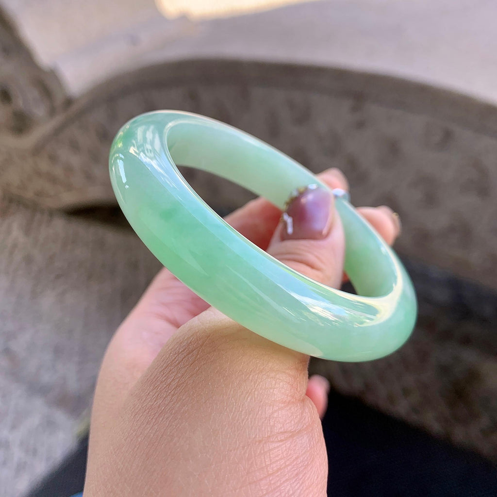 细糯种翠绿平安镯（54.3mm）（yc273589）