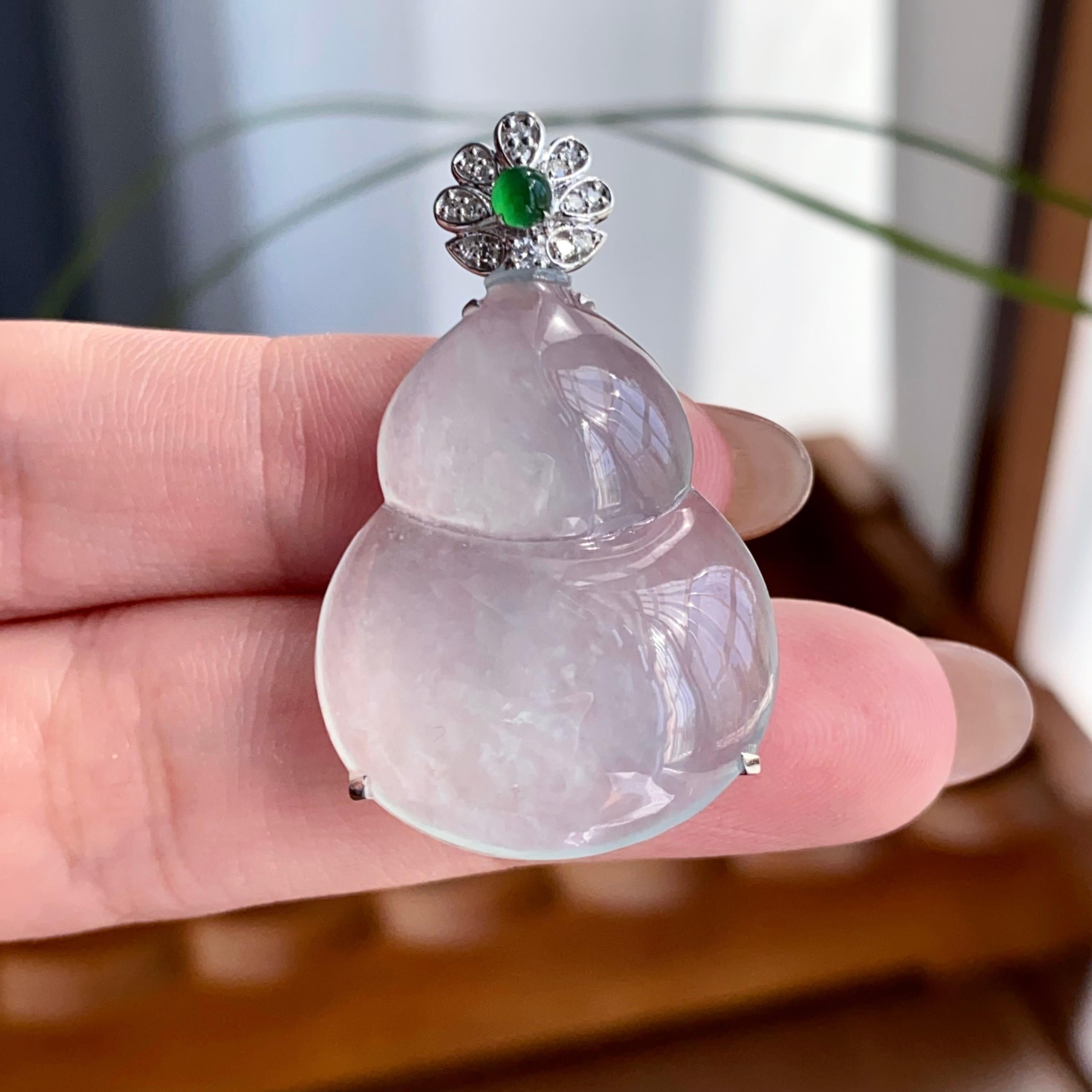 18k金钻镶冰种葫芦吊坠（yc256112）