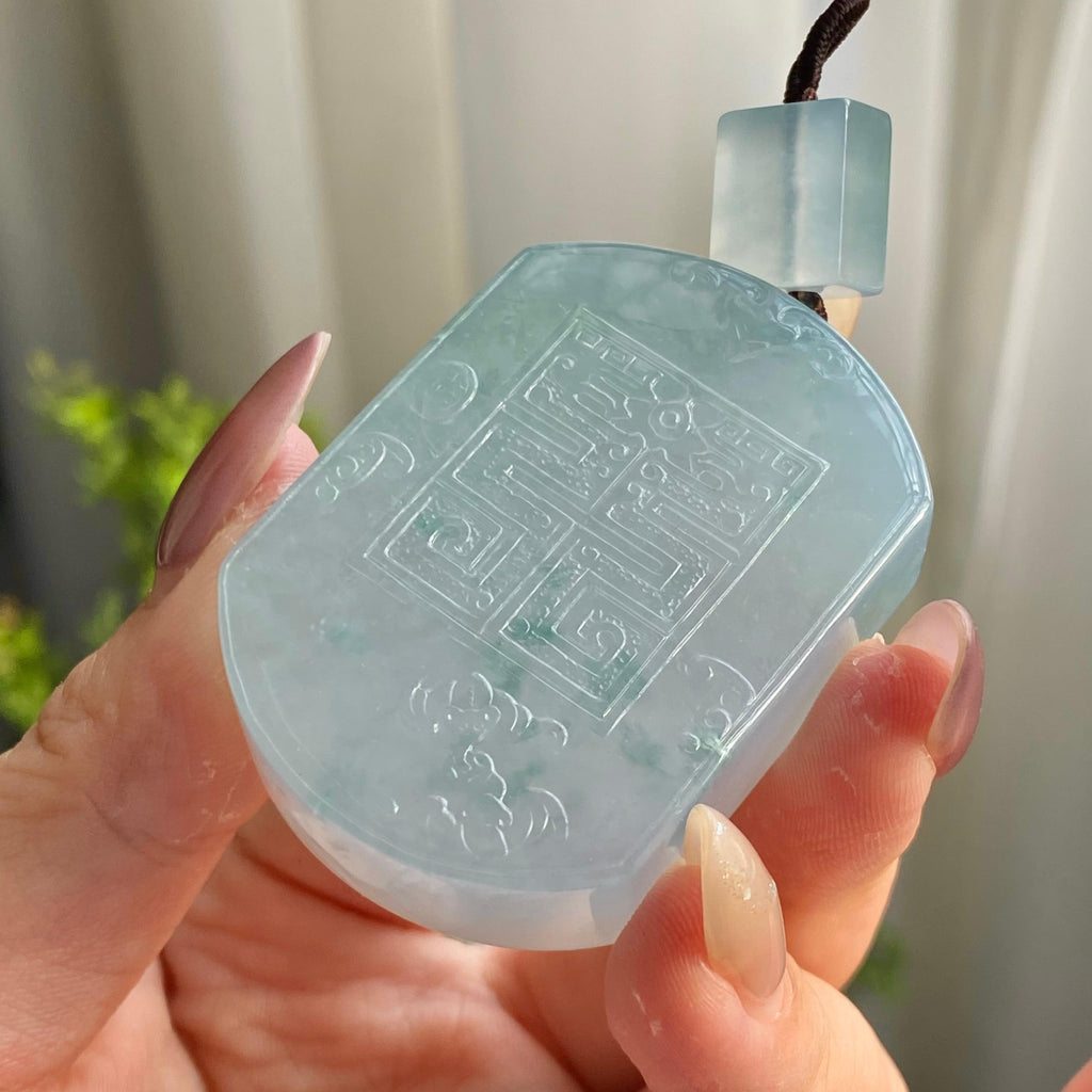 冰种晴底飘花福至天降吊坠（yc199674）