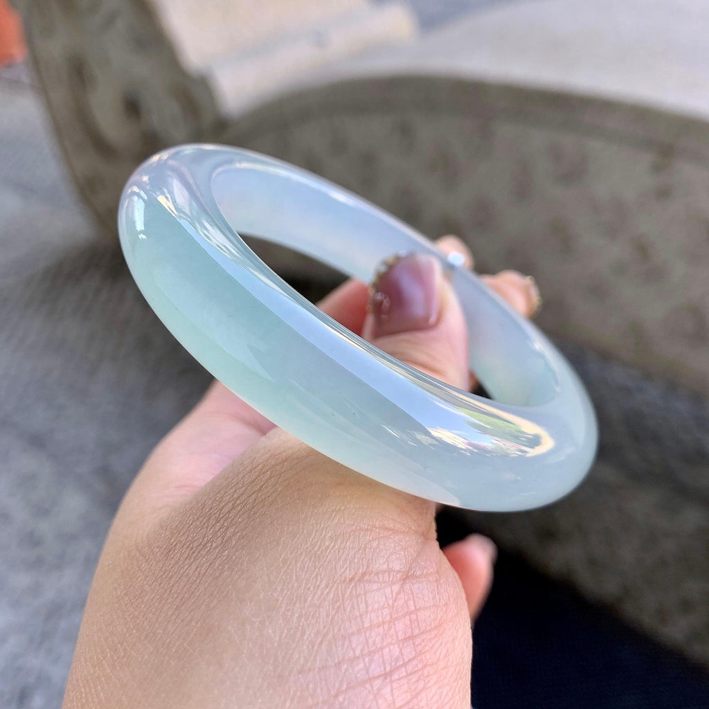冰种淡蓝底平安镯（53.2mm）（yc273593）