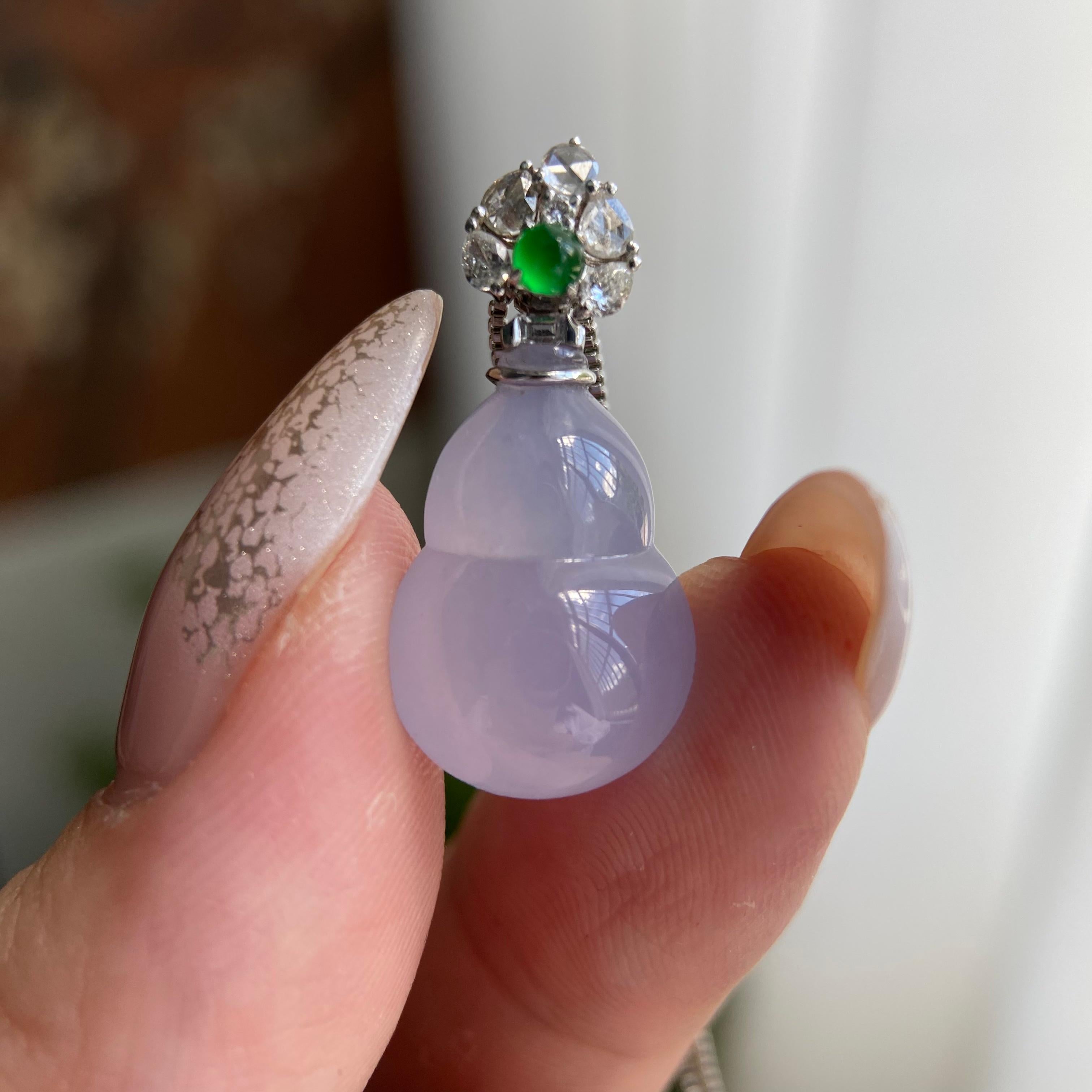 18k金钻镶冰种紫罗兰葫芦吊坠（yc209949）