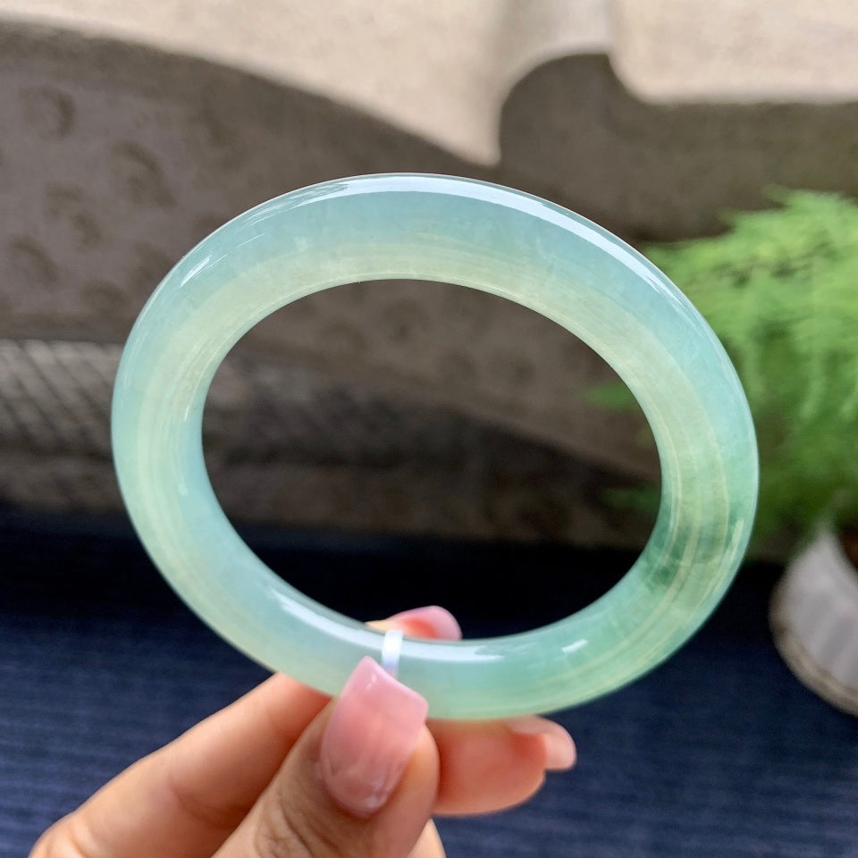糯冰种晴水圆条手镯（55mm）（yc092173）