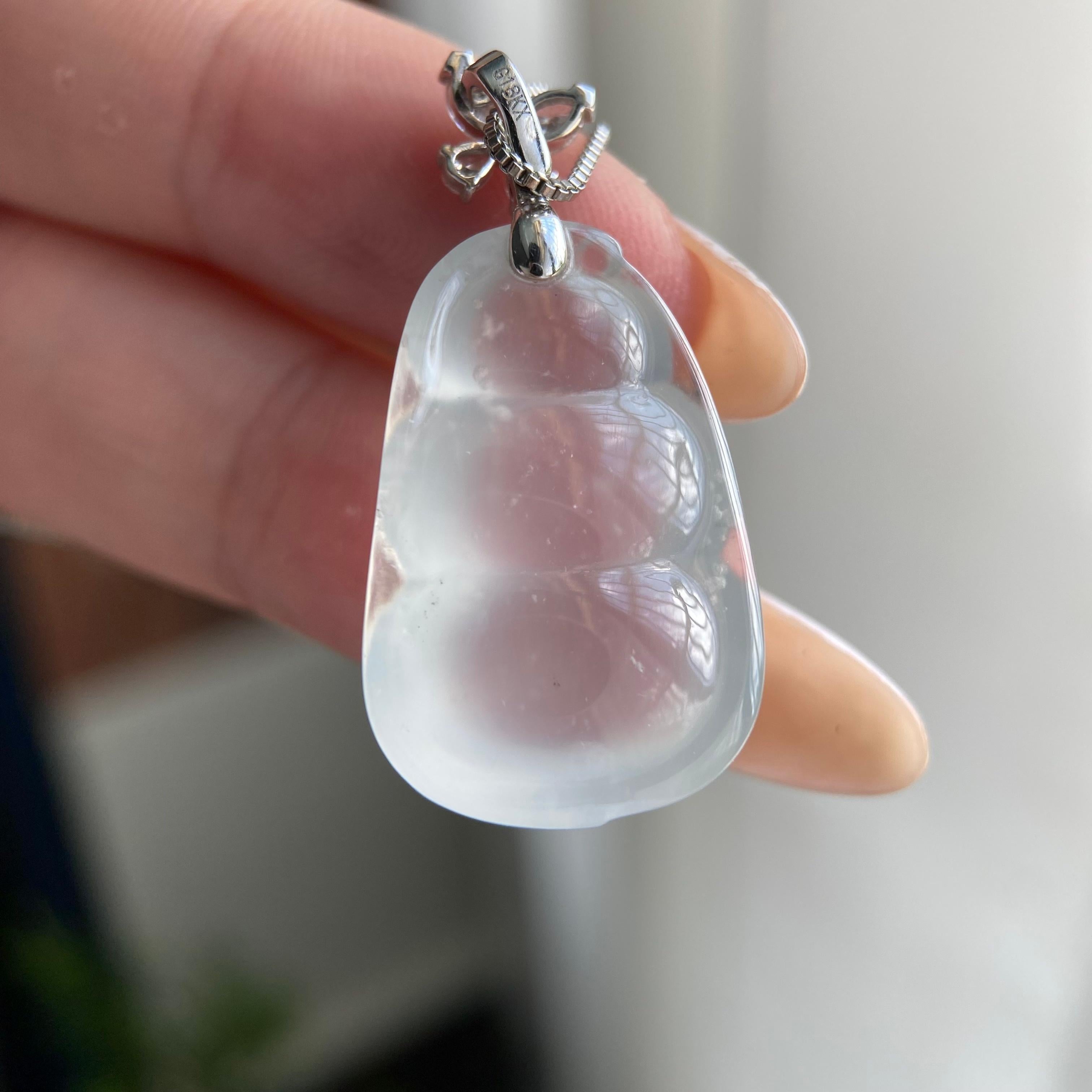 18k金钻镶高冰种雪花棉福豆吊坠（yc209944）