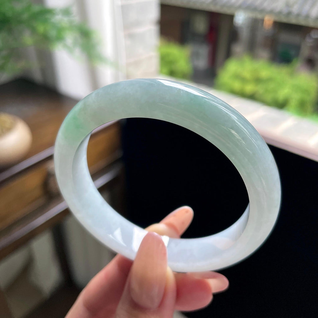 细糯种半山水正圈平安镯 55.7圈 天然缅甸A货翡翠（yc696400）