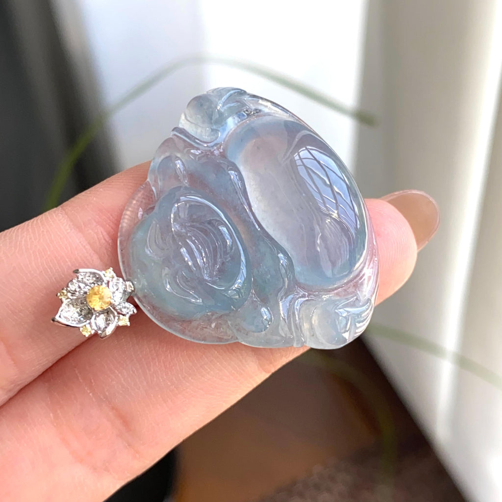 18k金钻镶冰种蓝紫底佛公吊坠（yc263899）