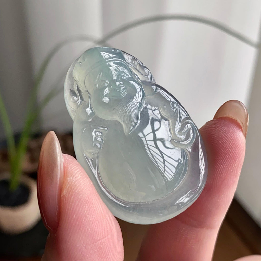 冰种淡晴底财神吊坠（yc260818）