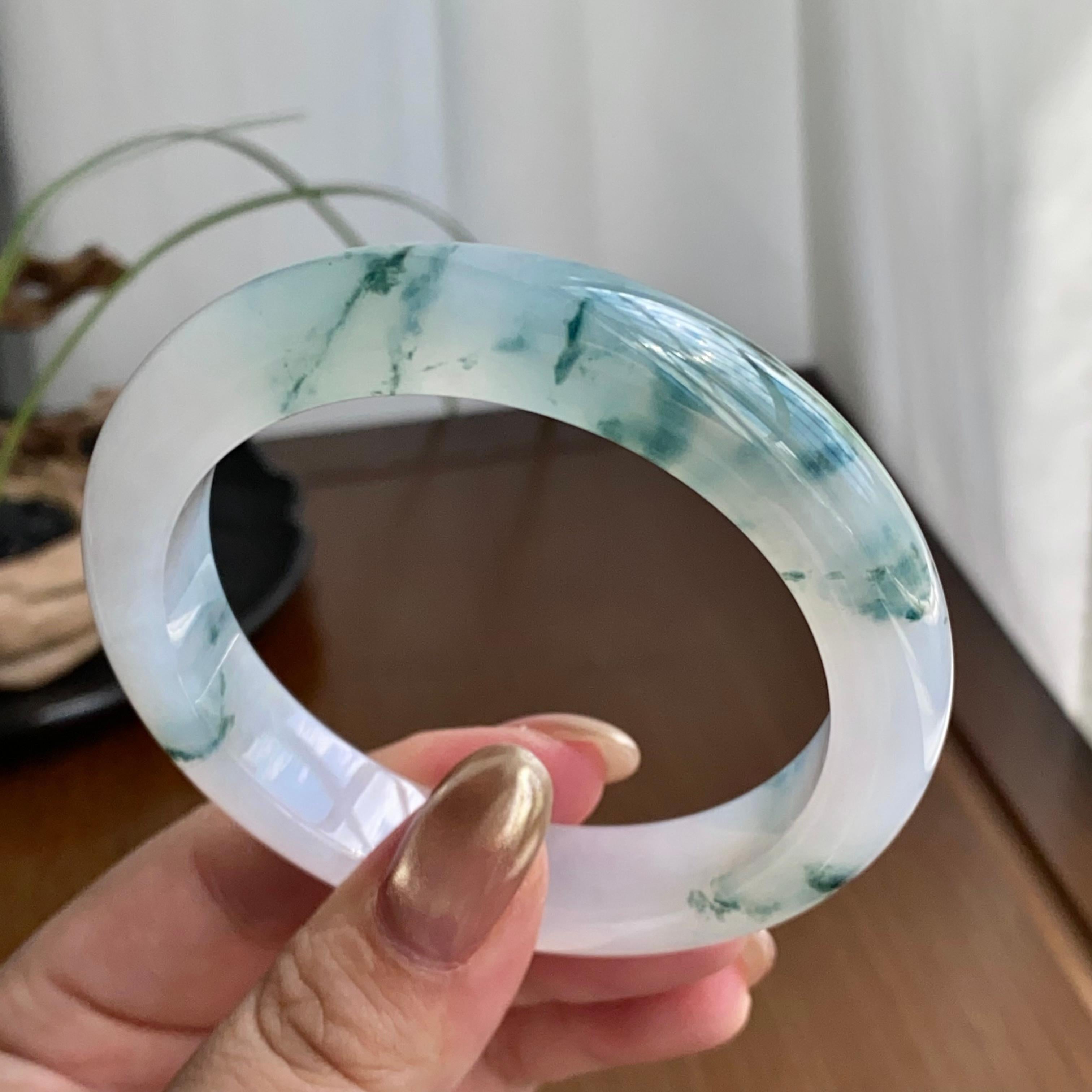 糯冰种飘花平安镯（56圈）（yc258950）