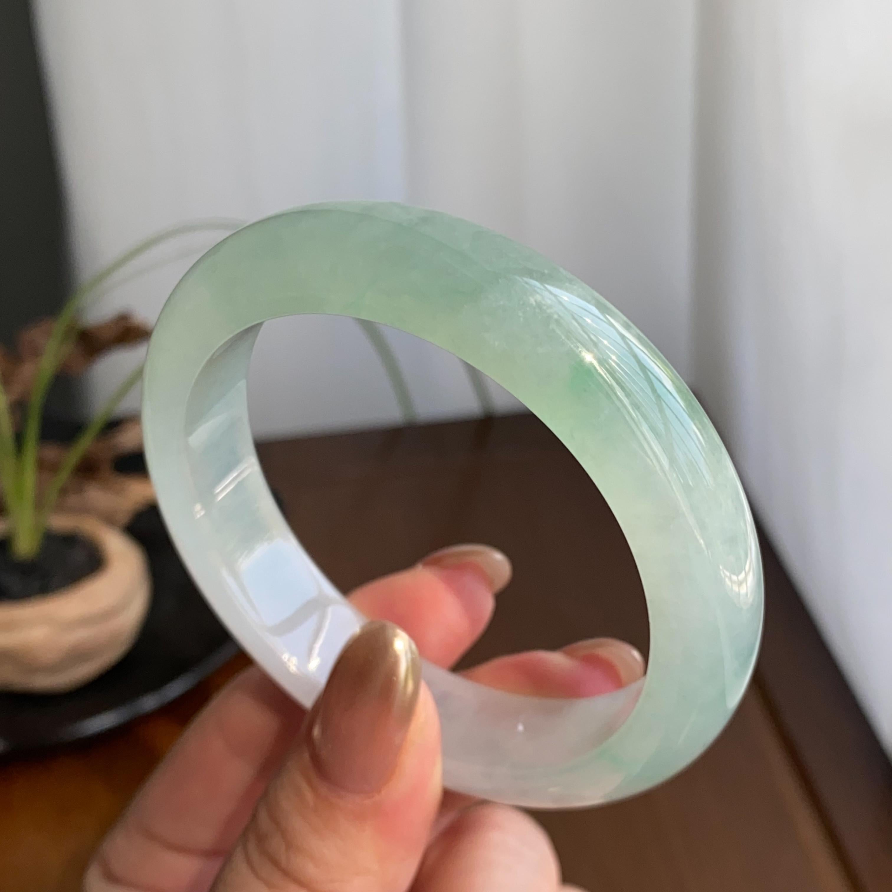 糯冰种半山水平安镯（56圈）（yc259104）