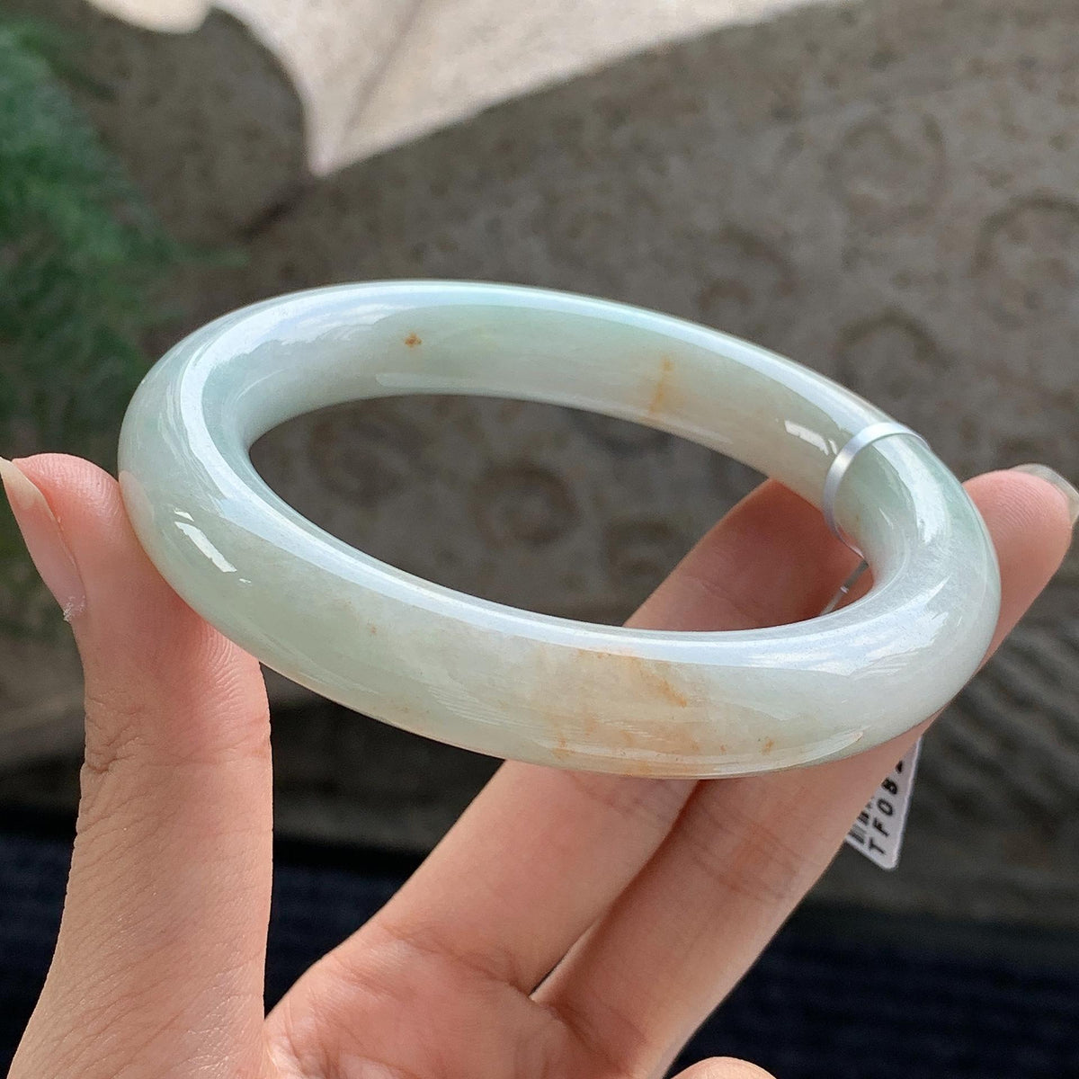 细糯种 黄加绿圆条手镯 58.5圈 天然缅甸A货翡翠（yc699559）