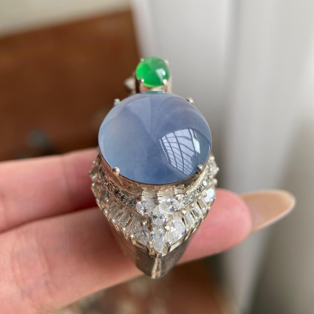 冰种紫罗兰鸽子蛋吊坠裸石（yc223657）