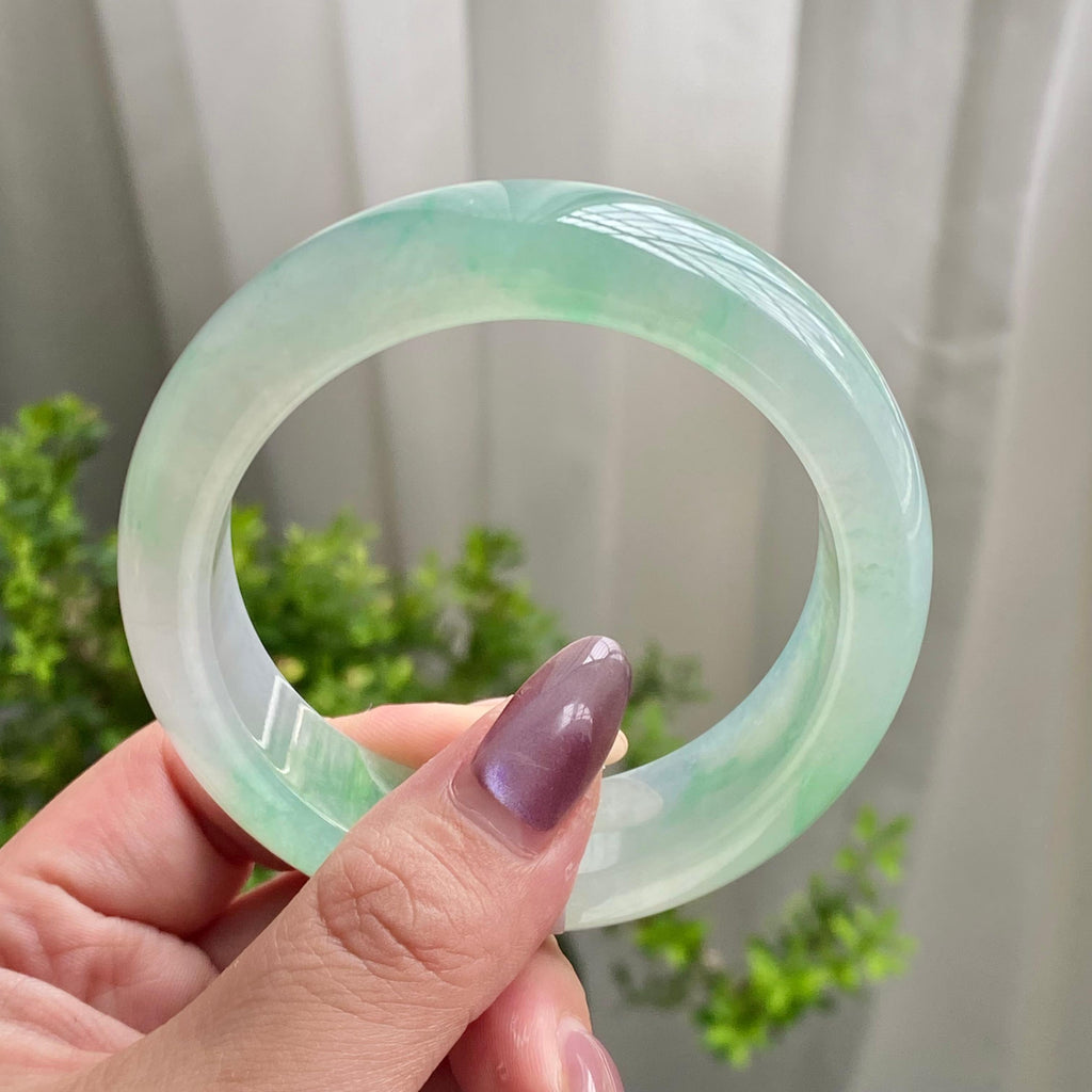 冰种飘花宽版轮胎镯（56圈）（yc199731）