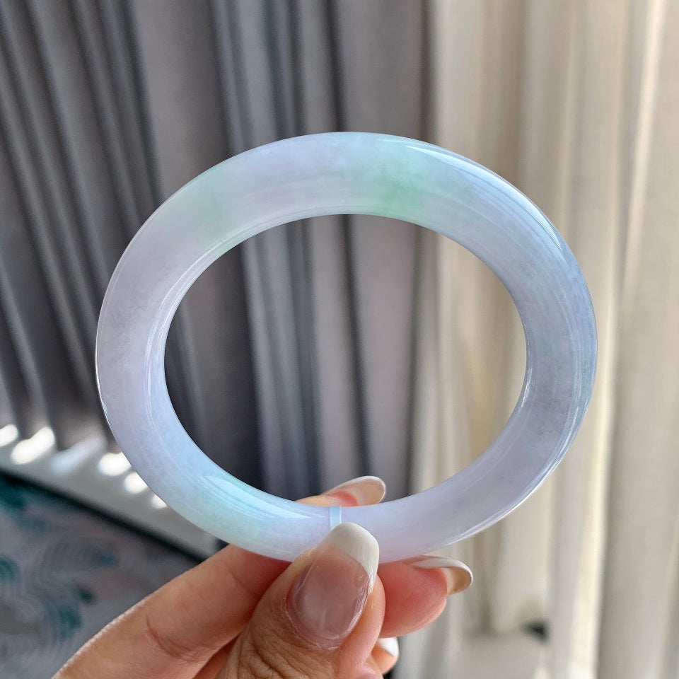 糯种淡紫罗兰飘花圆条手镯（56.5mm）（yc079230）