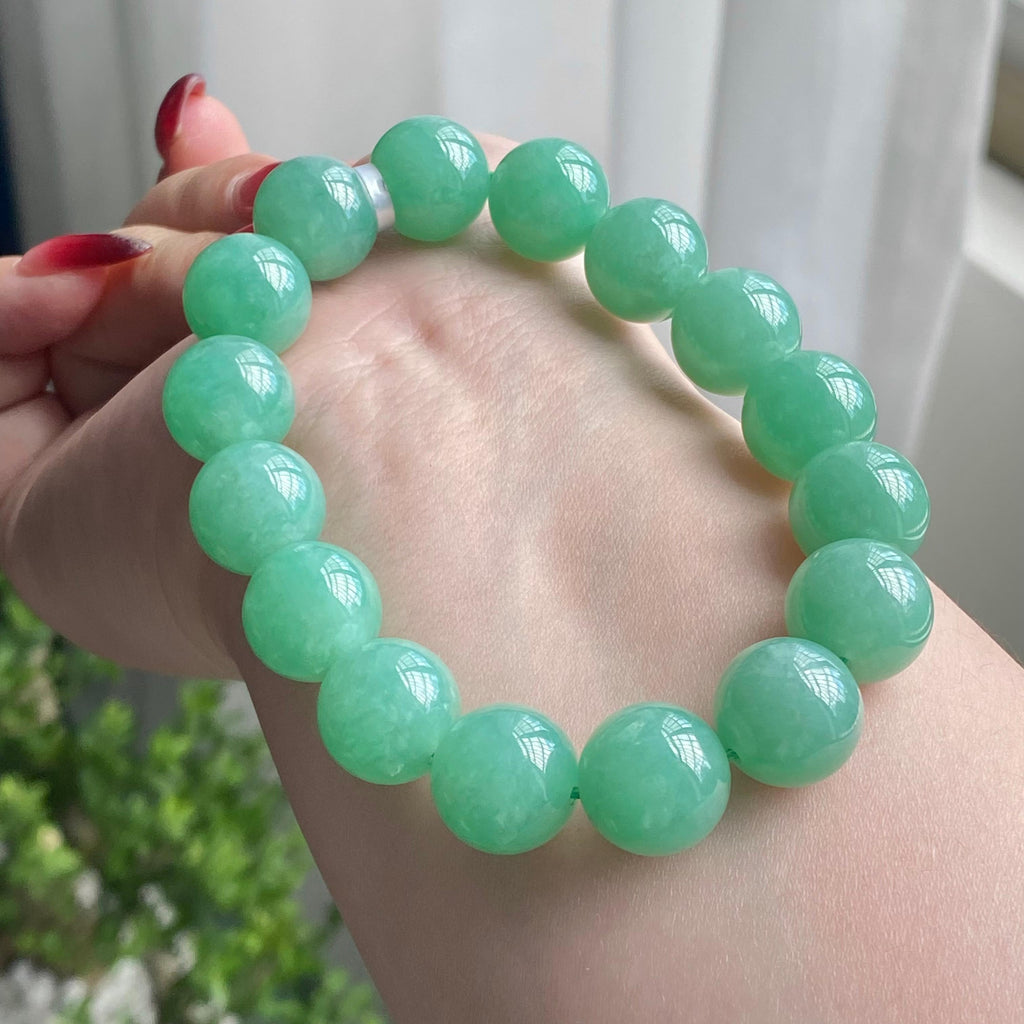 细糯种满绿单圈手串（16颗）（yc213509）
