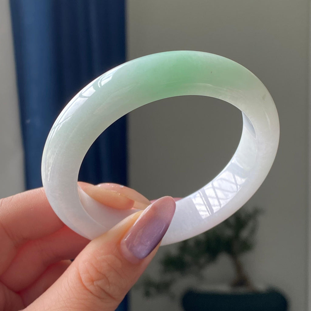 细糯种白底青平安镯手镯（53圈）（yc195663）