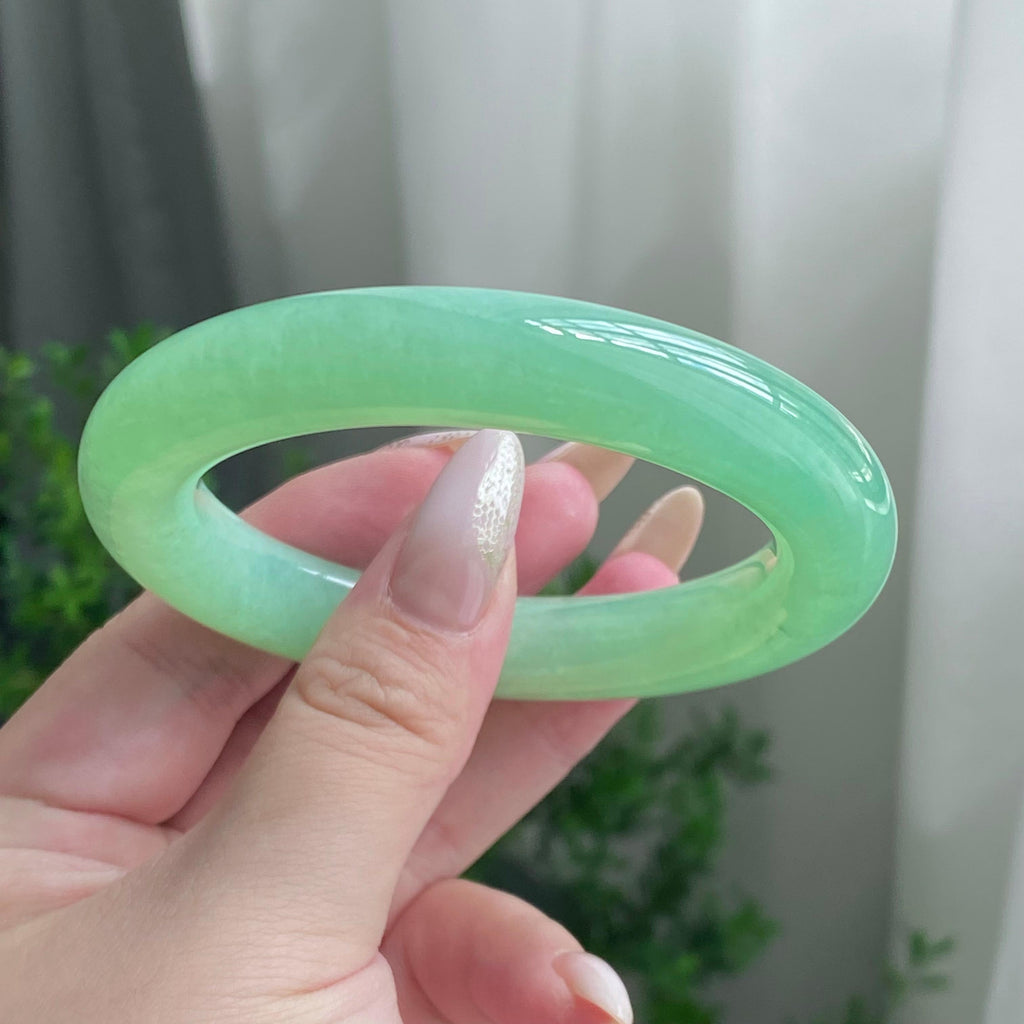 糯冰种满绿圆条手镯（55圈）（yc206677）