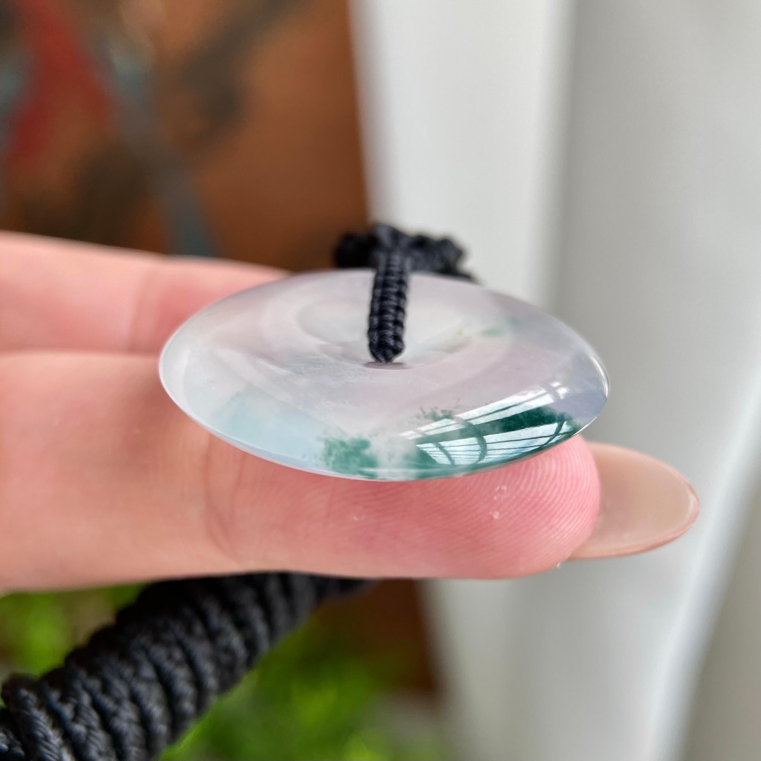 高冰种飘花平安扣吊坠（yc230169）