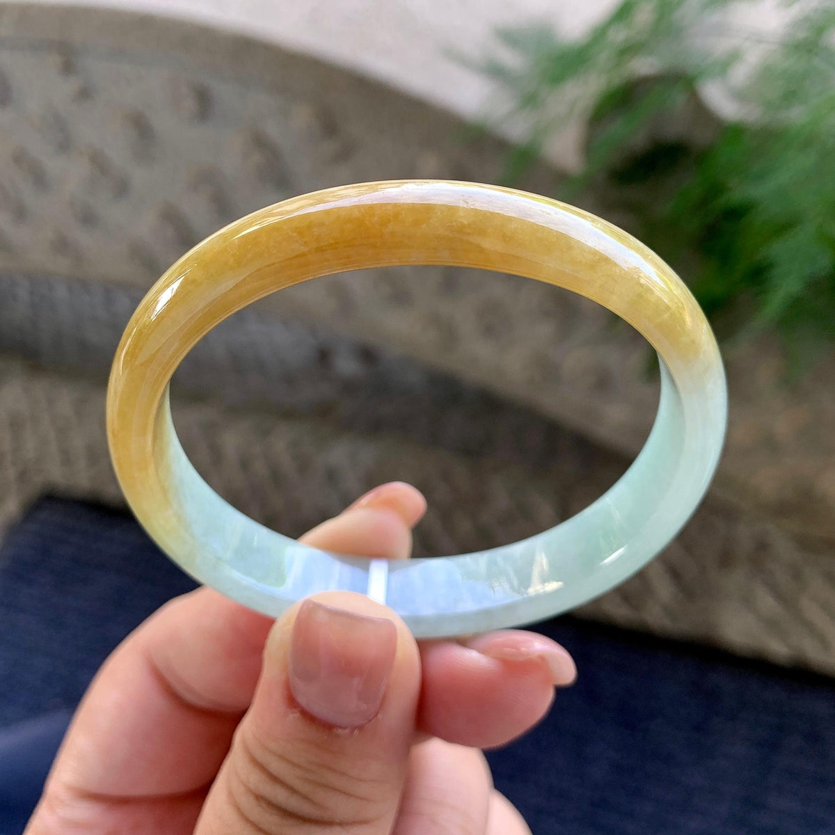 糯种黄翡贵妃手镯 56圈口 （yc507070）