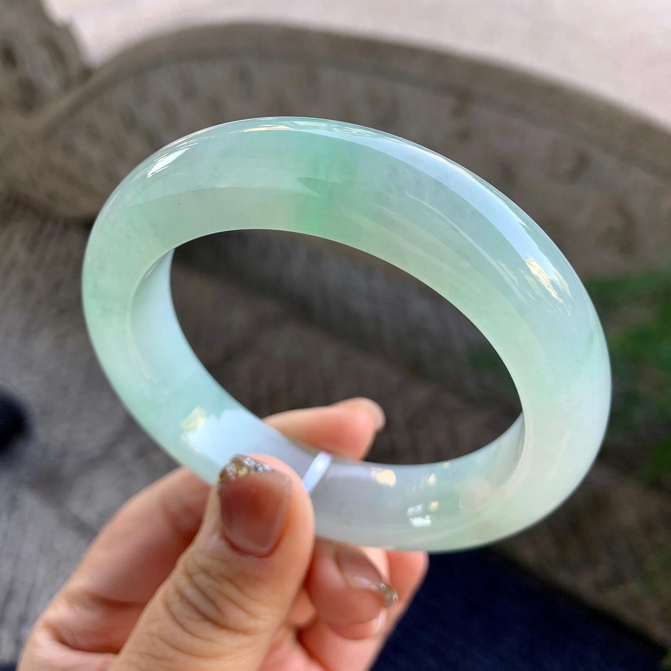 糯冰种淡晴底平安镯（57.8mm）（yc276218）