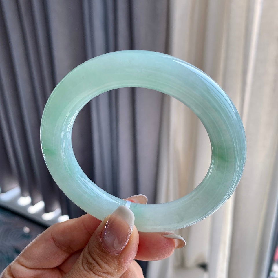 细糯种带底色飘花圆条手镯（56.8mm）（yc079224）