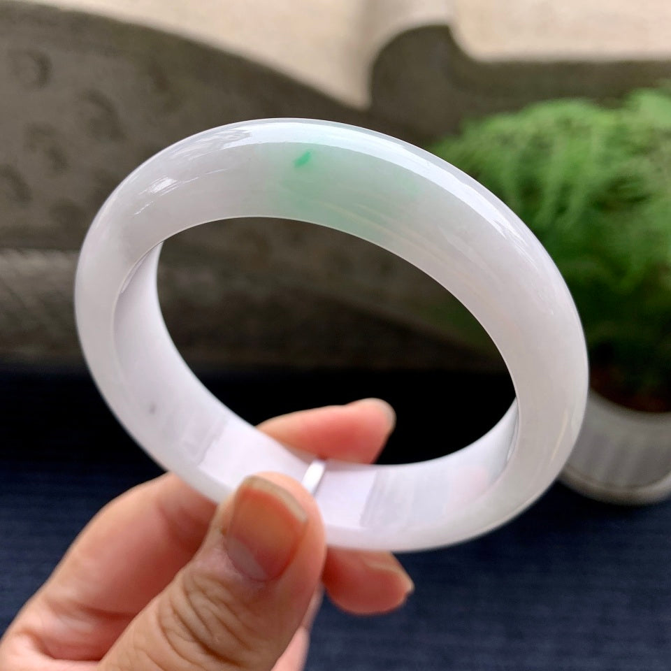 糯冰种白底青平安镯（56.6mm）（yc081939）