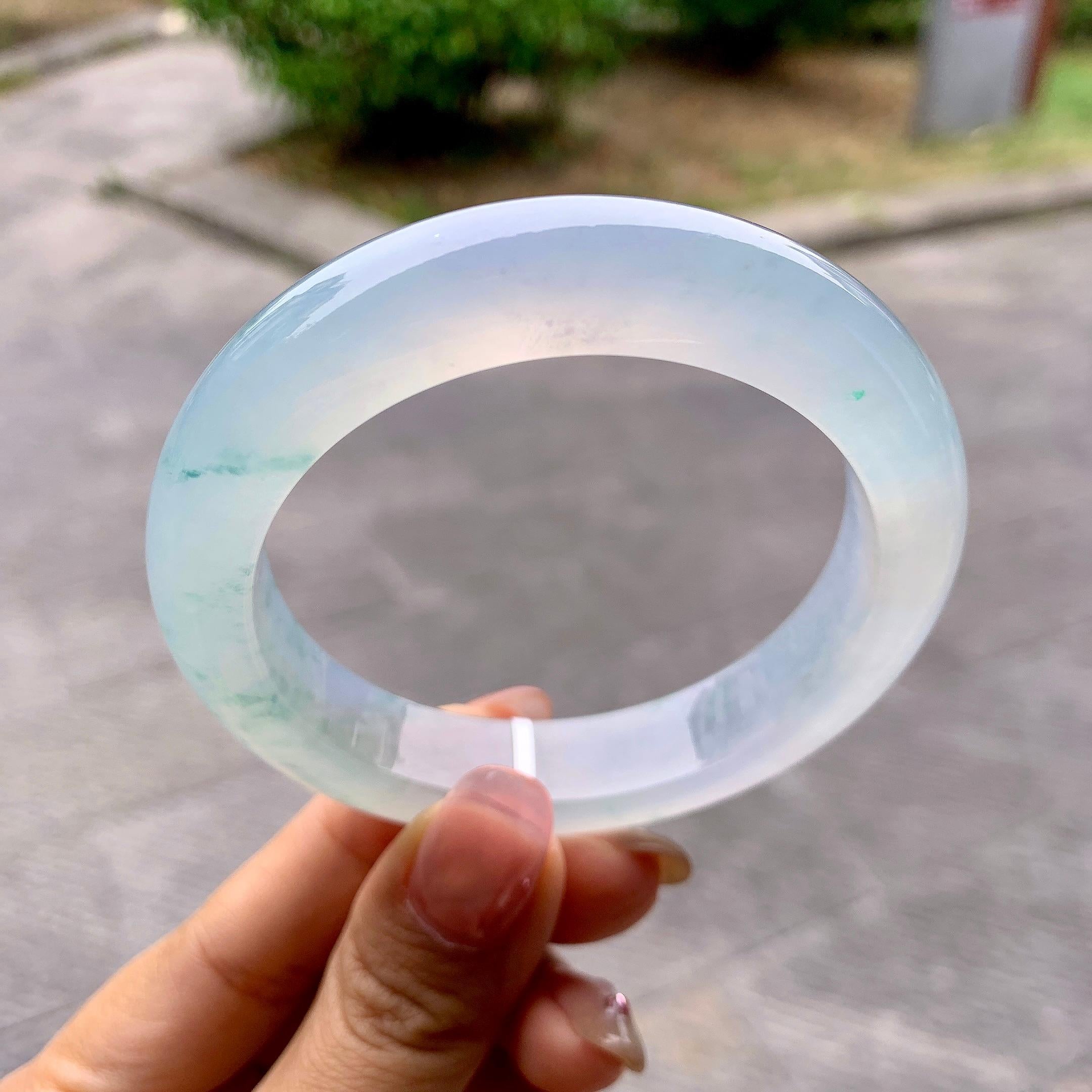 冰种飘花平安镯（55.3mm）（yc281523）