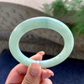 细糯种晴底飘蓝花圆条手镯 54圈口 （yc699428）