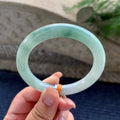 细糯种油青飘蓝花圆条手镯 56圈口 （yc536151）