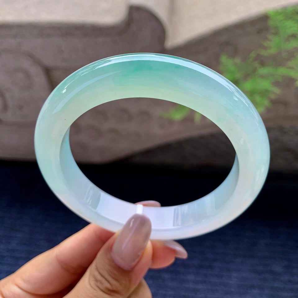 糯冰种晴水飘绿平安镯（60.2mm）（yc165884）