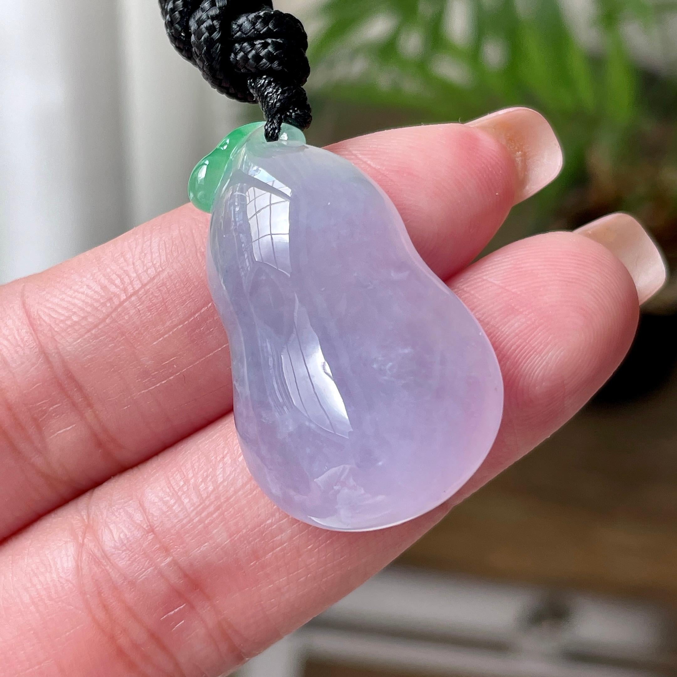 糯冰种春彩福瓜吊坠 天然缅甸A货翡翠（yc527785）