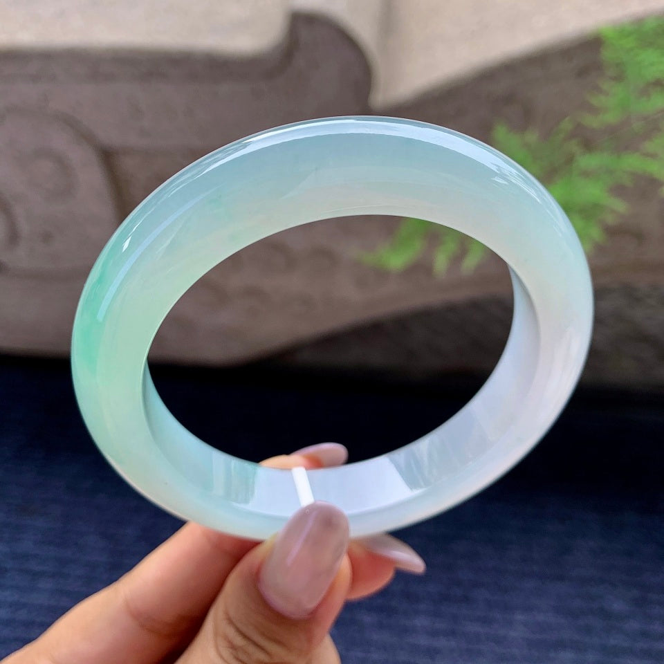 糯冰种晴水飘绿平安镯（60.2mm）（yc165884）