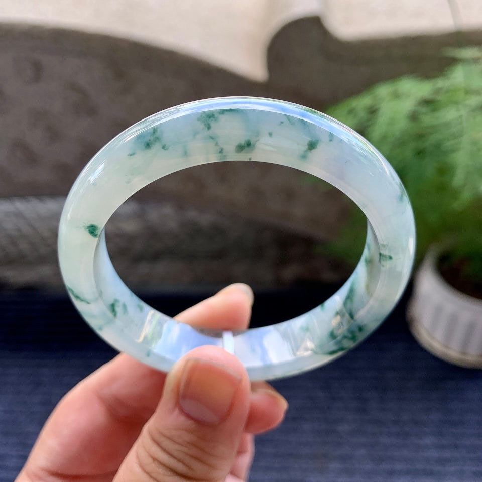 糯冰种飘花平安镯（54.3mm）（yc116060）