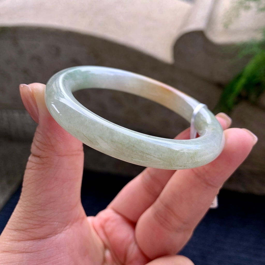 细糯种黄翡圆条手镯 53圈口 （yc705887）