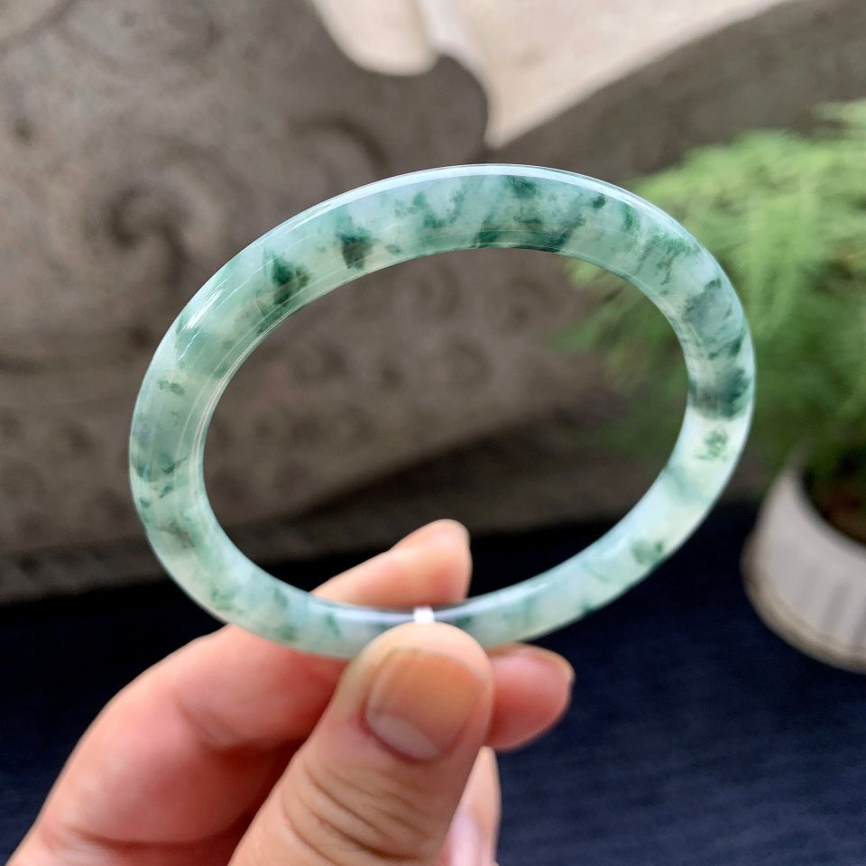 糯种飘花圆条手镯（54.5mm）（yc091801）