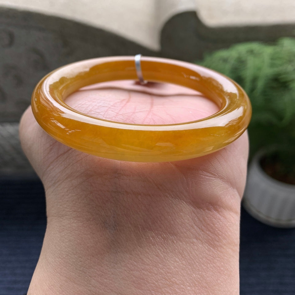 糯冰种黄翡圆条手镯（54.8mm）（yc081986）