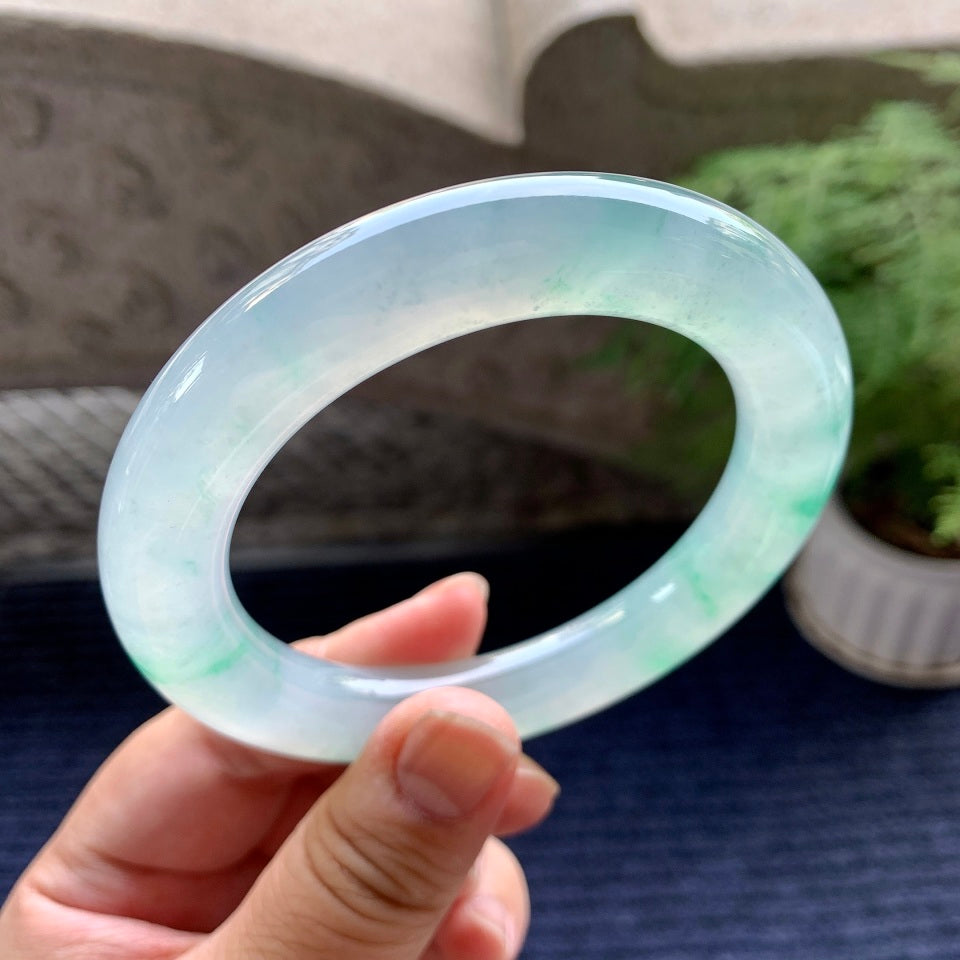 冰种飘花圆条手镯（62mm）（yc094207）