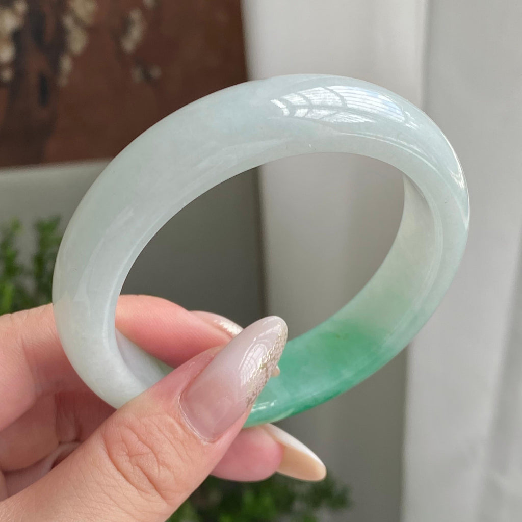 细糯种白底青平安镯（56圈）（yc211738）