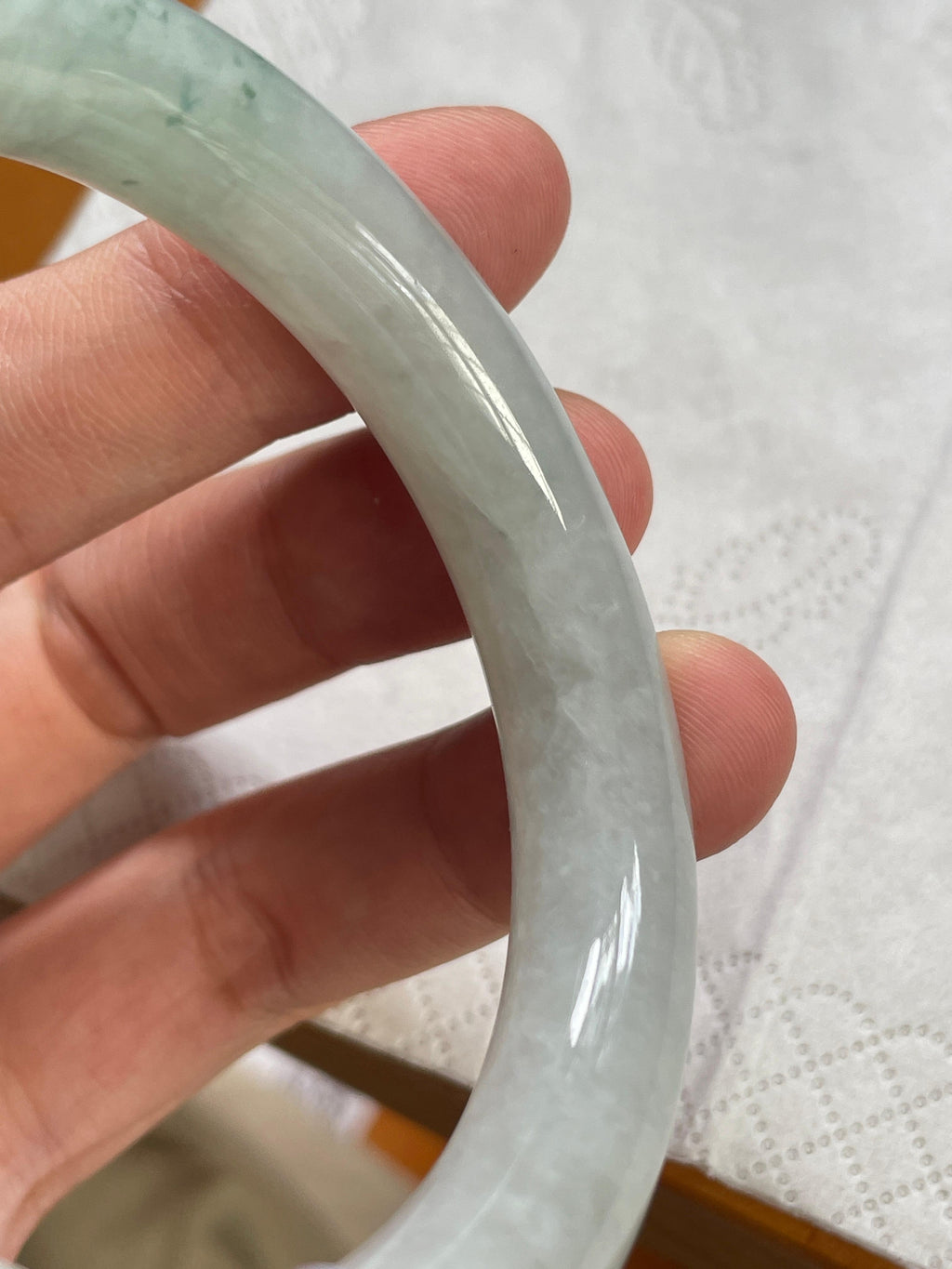 细糯种飘蓝花圆条手镯 54.6圈口 （yc537914）