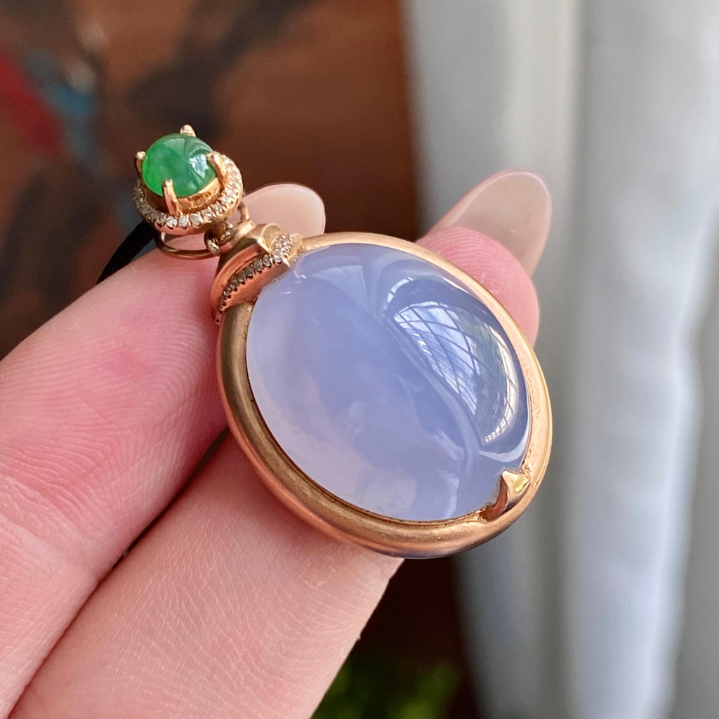 18k金镶冰种鸽子蛋紫罗兰吊坠（yc235116）