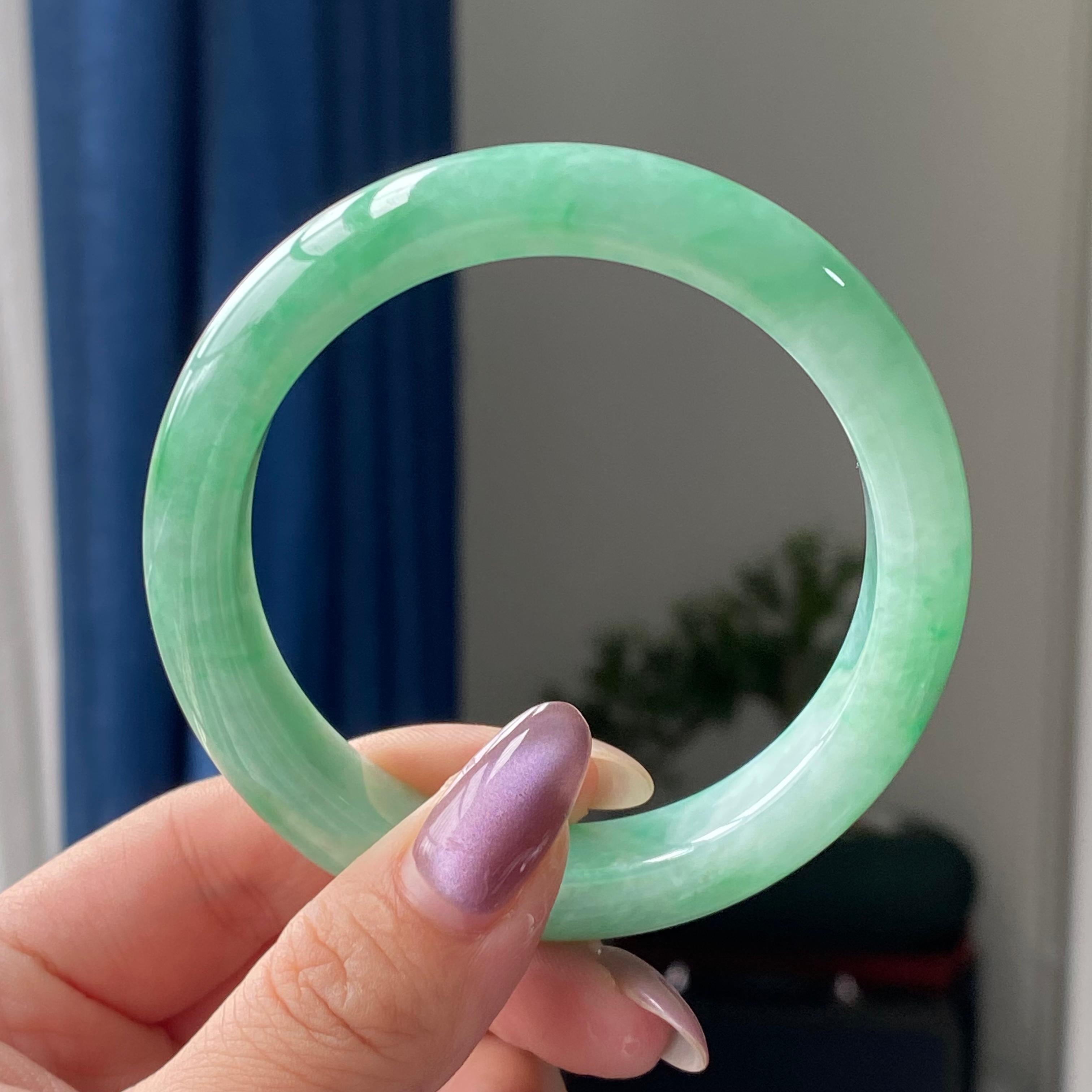 细糯种满绿平安镯手镯（57圈）（yc196859）