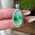 18K满钻冰阳绿弥勒佛玉佛公吊坠 天然缅甸A货翡翠（yc534444）