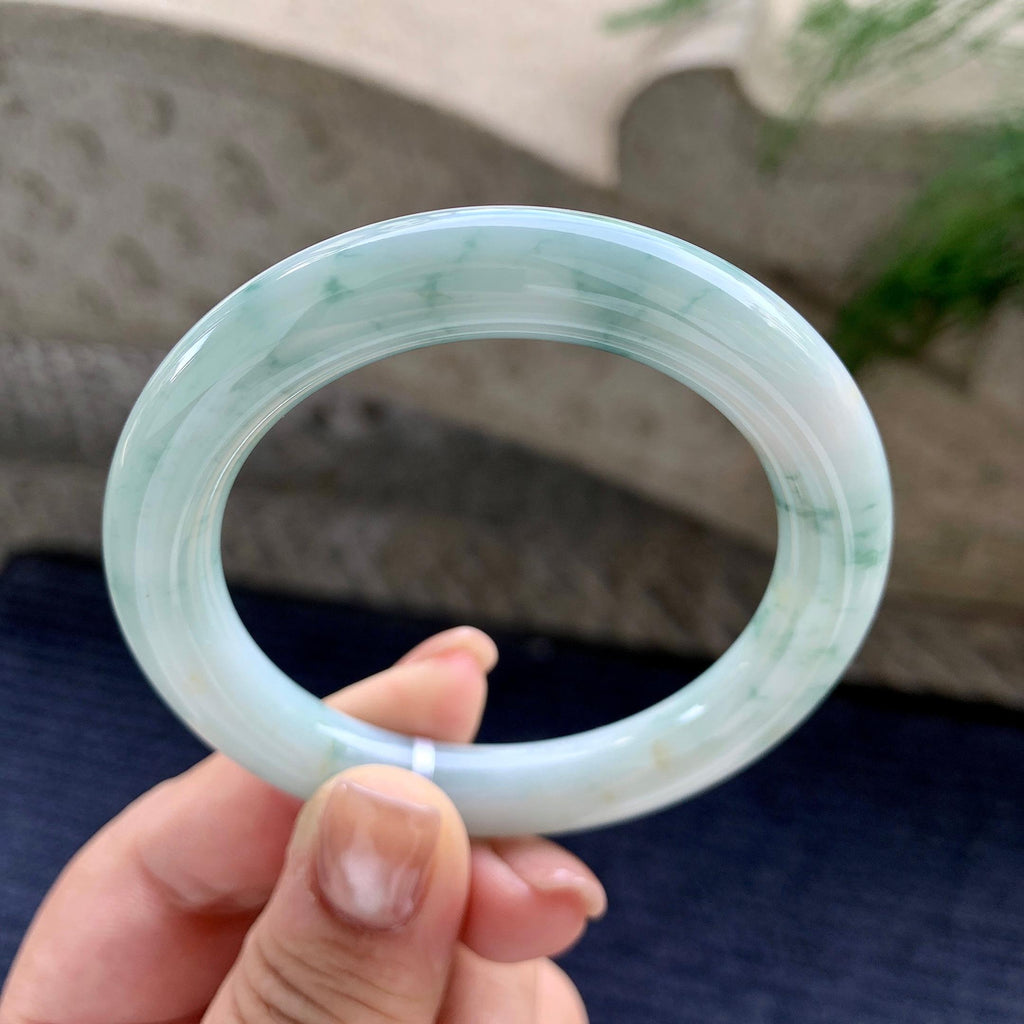 细糯种飘蓝花圆条手镯 52.3圈口（yc707423）