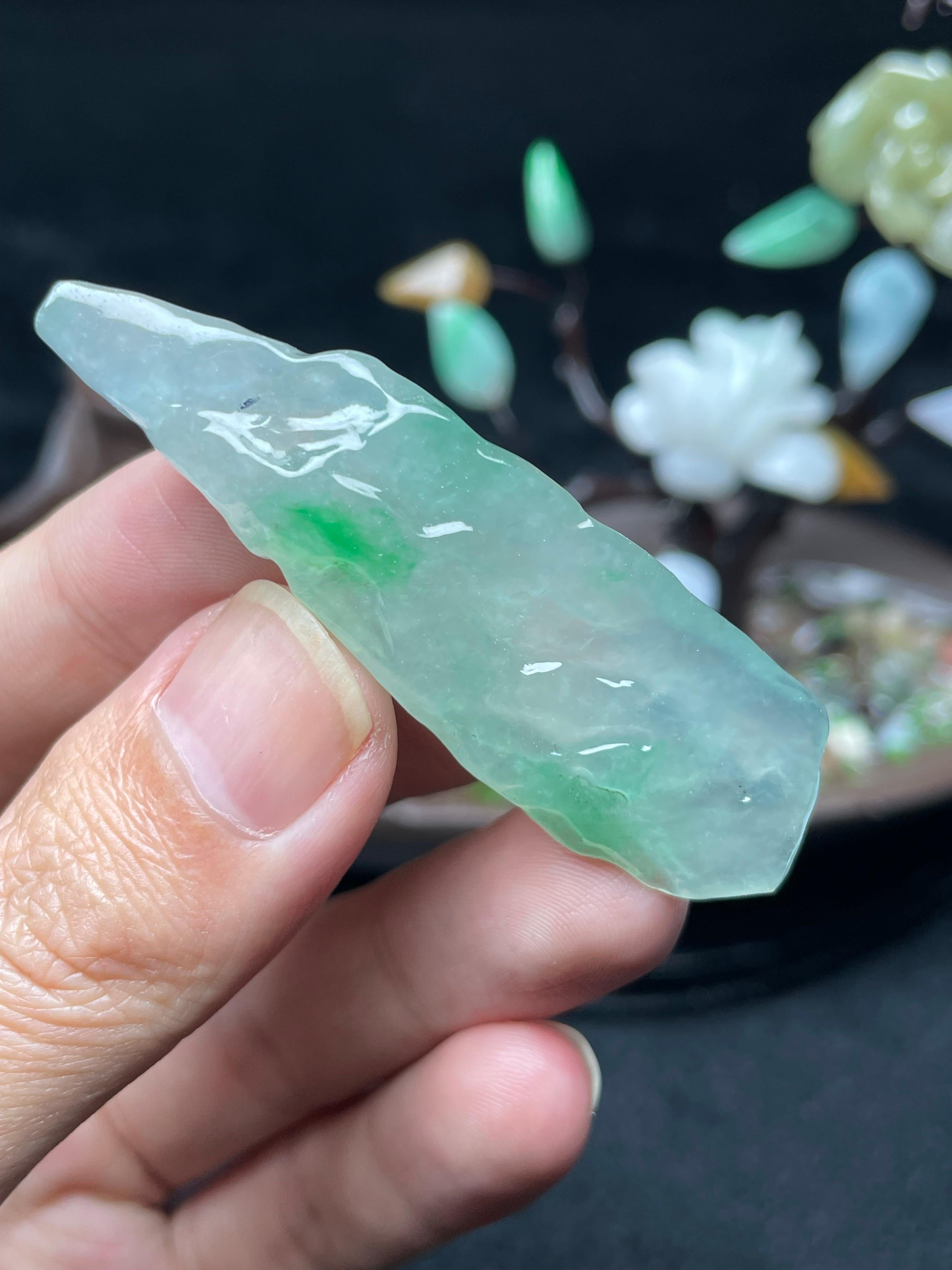 高冰飘正阳绿随形片料（yc529906）