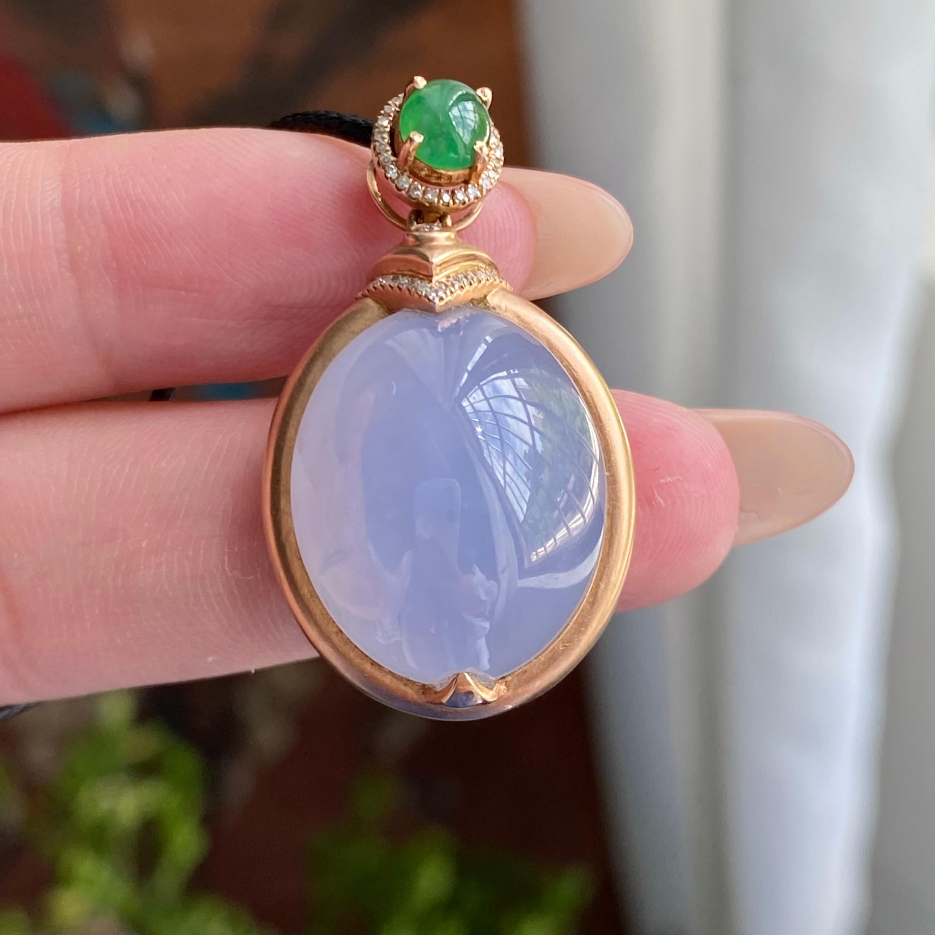 18k金镶冰种鸽子蛋紫罗兰吊坠（yc235116）