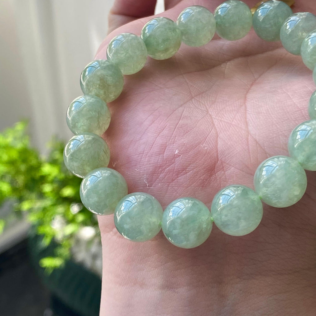 糯冰种湖水绿单圈手串（18颗）（yc203055）