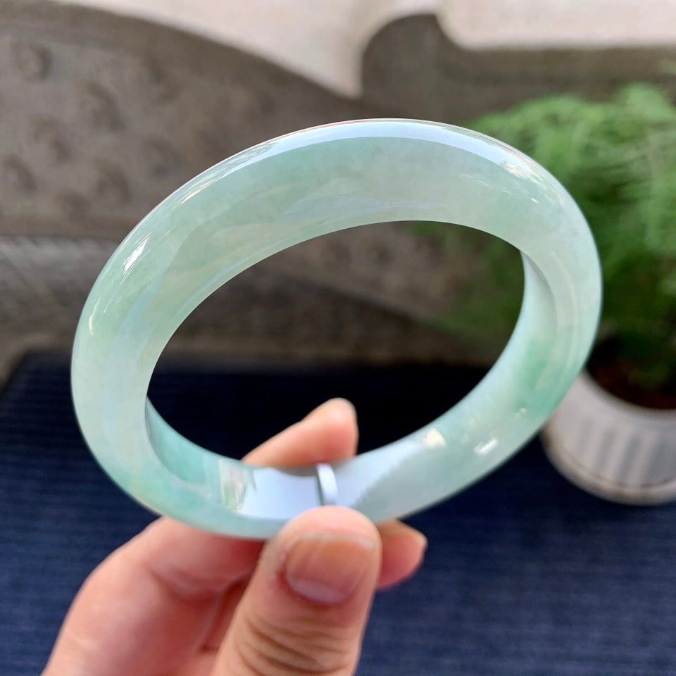 细糯种带蓝底平安镯（58.5mm）（yc080885）