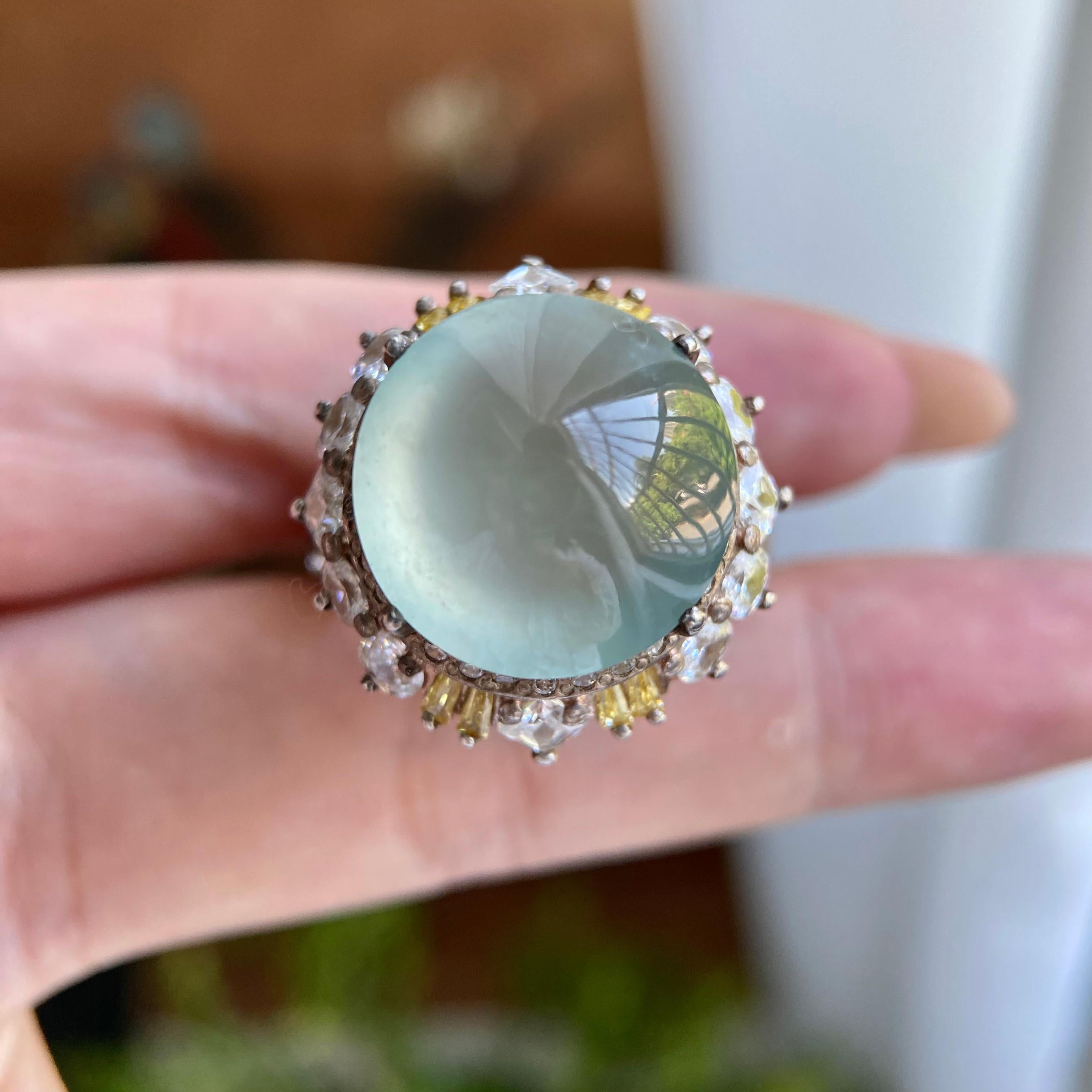 冰种正圆白月光戒面裸石（yc234334）