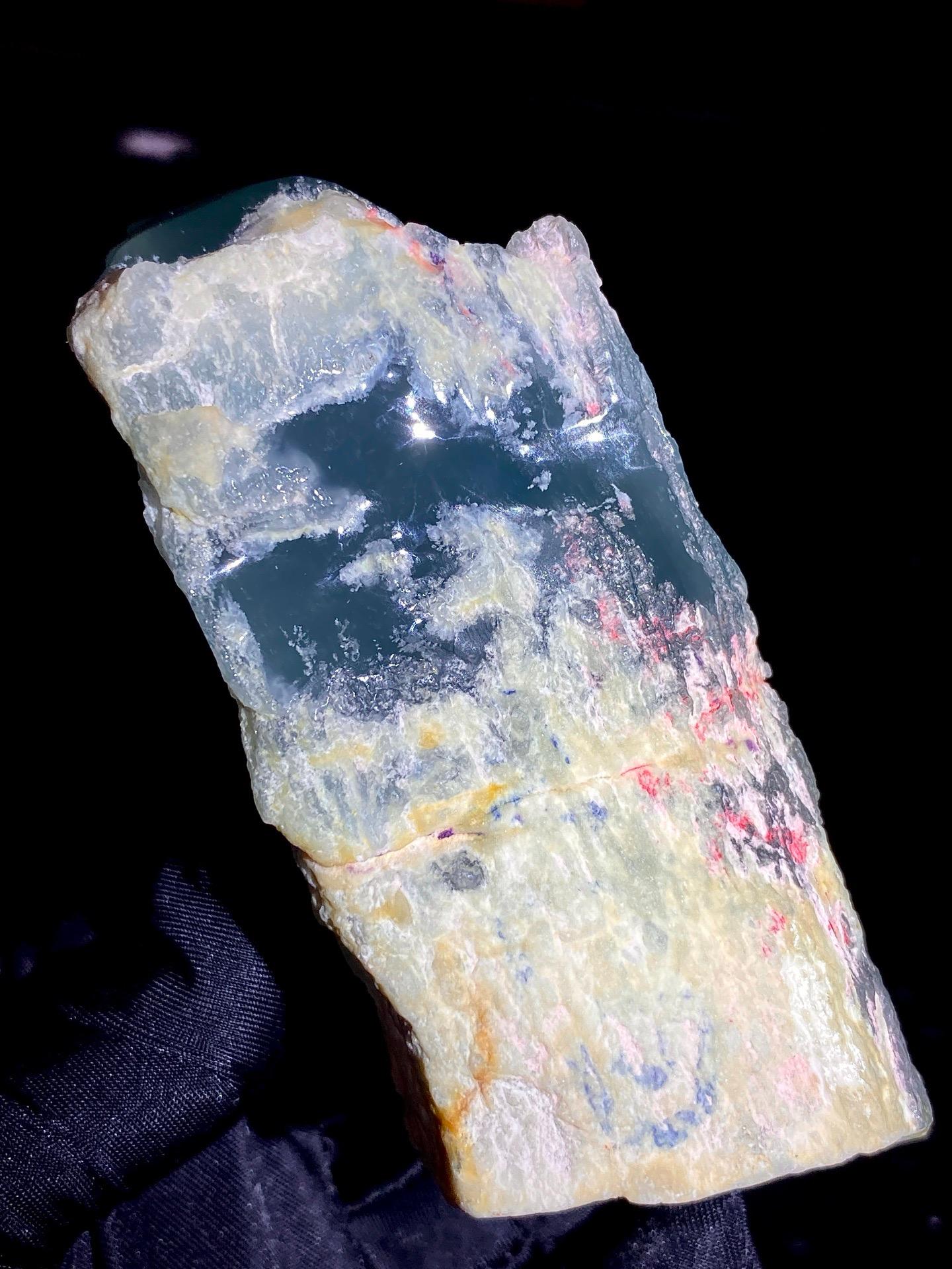 毛料｜玻璃种莫西沙湖水蓝脱沙料（yc359453）