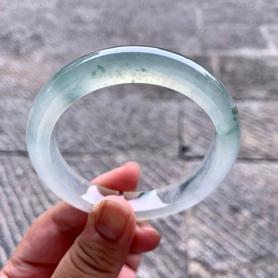 高冰种飘花平安镯（57.6mm）（yc167754）