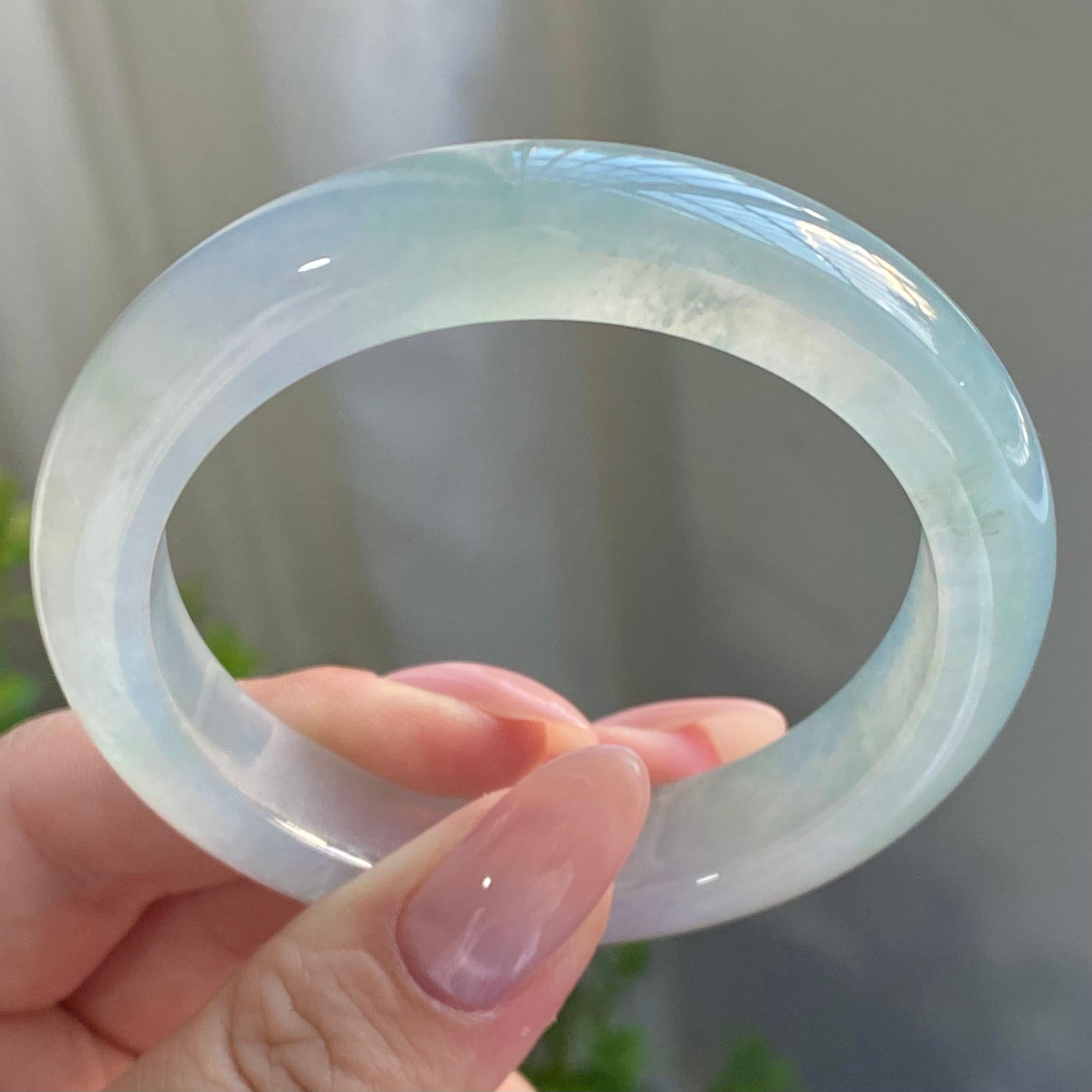 冰种蓝底平安镯（52圈）（yc228766）