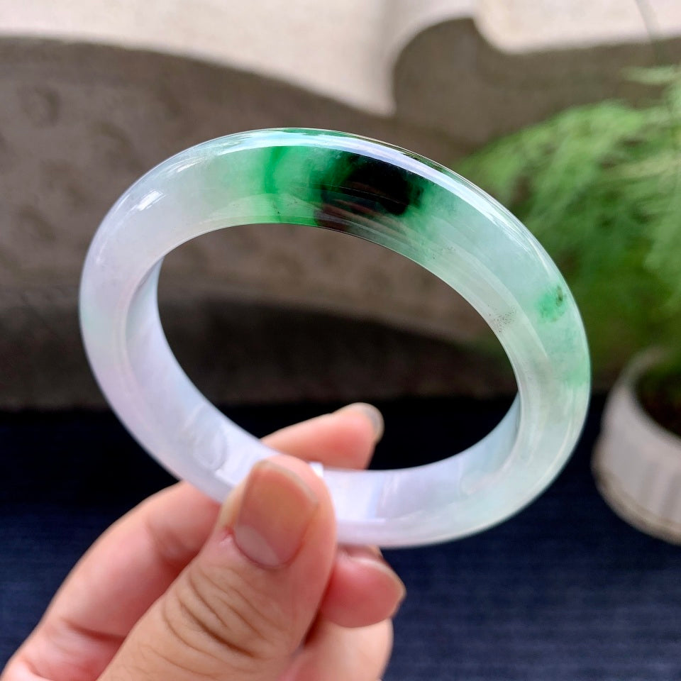 细糯种淡粉底飘花平安镯（54.6mm）（yc117993）